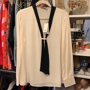 Brand New Tory Burch Cream Silk Blouse with Tie